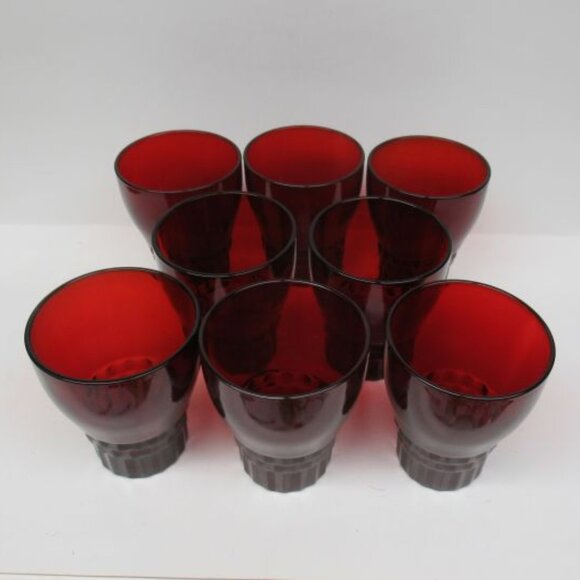 8 - Anchor Hocking Glass Royal Ruby Red GEORGIAN 4 Inch Flat Water Tumblers - Picture 3 of 6